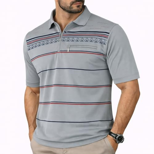 Soltice Polo Shirts Herren Kurzarm, Blousonshirts, Gestreifte Polohemden mit Brusttasche aus Baumwoll-Mix (M bis 3XL)