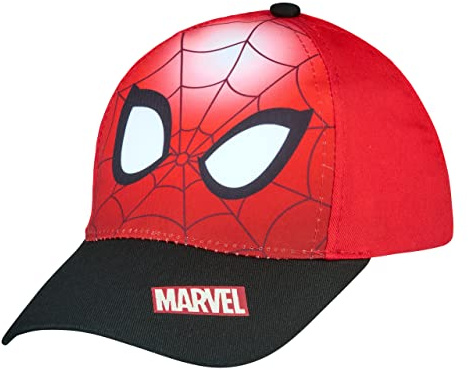 Spiderman Baseballkeps, keps för barn, pojkar, Cappy med kardborreband justerbar, röd, 52
