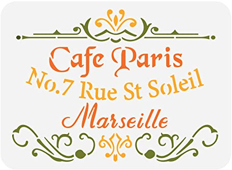 FINGERINSPIRE Classic Cafe Paris Stencil per Pittura 29.7x21cm Stencil Francesi In Plastica Modelli per Disegni Fai Da Te Old French Home Decor per Dipingere su Legno Tela Piastrelle Pavimento Parete