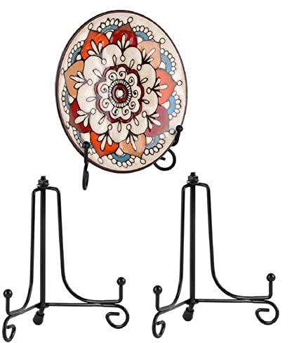 3 Pezzi Di Visualizzazione in Ferro, Supporto Per La Visualizzazione Del Piatto Di Cavalletto in Ferro Nero, Display Fotogrammi Di Immagini, Libri Di Cucina, Piastre Decorative, Tavolette E Arte 6