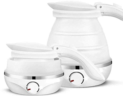Bollitore Elettrico da Viaggio Pieghevole Bollitore Portatile Mini Isolamento Spegnimento Automatico Bollitore a Compressione Pieghevole in Silicone Alimentare,Bianca,A Present