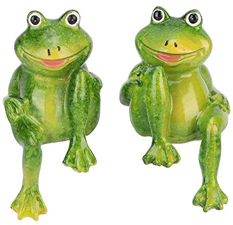 Sluffs Lot De 2 Statues De Grenouille en Résine Décoration De Jardin Extérieur Sculpture Grenouille Tachetée Statue étanche Décoration De Jardin pour la Maison Et Le Bureau