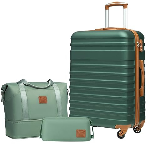 COOLIFE 3-Teiliges Koffer Set, Mittelgroßer Koffer 67 cm mit 1 Reisetasche | TSA-Schloss, Leicht ABS hartschale, 360° Leise Räder, mit 1 Kulturbeutel für Urlaubsreise, Kreuzfahrten und Auslandsstudium