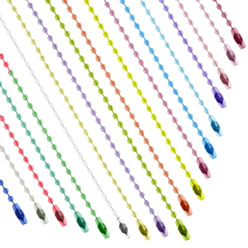 Andibro 100 Catenella a Palline Colorata Regolabile, Catene Con Perline a Sfera in 20 Colori Connettore Lungo in Metallo Catenella Portachiavi Catenine Collane Fai Da Te Ornamento Portachiavi Perline