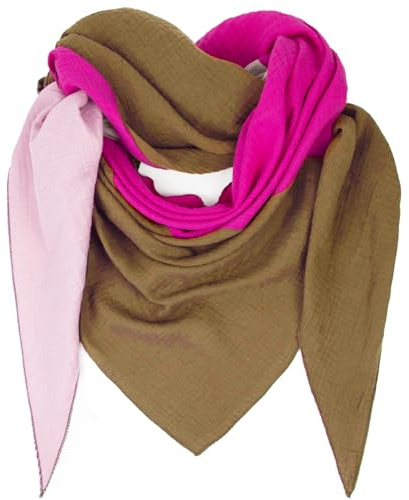 Gloop Damen XXL Strick Dreieck Schal Halstuch Baumwolle Dreieckstuch Musselin Schal ohne Kratze an Haut Made in Italy
