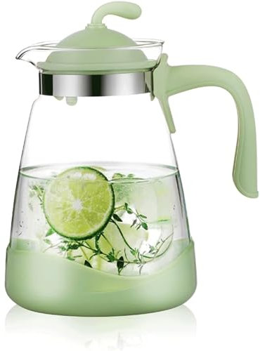 DPCDAN Brocca per l'acqua da 2 Litri, bollitore in Vetro di Grande capacità con Manico antiscottatura, brocca in borosilicato Resistente al Calore, Bottiglia di Acqua Fredda