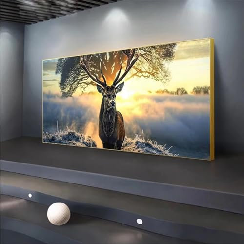 5D DIY Diamond Painting Hirsch Diamond Painting XXL Erwachsene Groß 100x233cm Diamond Art Morgennebel Diamant Painting Bilder Kinder Anfänger Dimondpaintin Crystal Arts Geschenke für Frauen Wand Deko