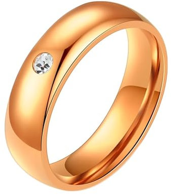 Beydodo Ringe Edelstahl Rosegold, Herren Ring Personalisiert 5MM mit Zirkonia Freundschaftsringe Männer Ringe Nickelfrei Gr.67 (21.3)