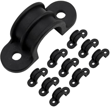 Mewutal PVC-Rohrschellen, U-Form, Kunststoff, Rohrschellen, 2 Löcher, schwarze Rohrschellen für Wasserrohrleitungen, 22 mm, 10 Stück