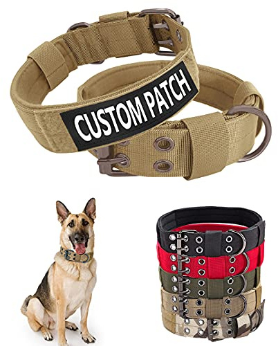 Personalisiertes taktisches Hundehalsband für mittelgroße und große Hunde, personalisiertes Militär-Trainingshalsband mit Name und Telefonnummer (Stil C)
