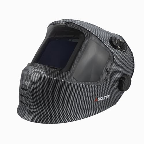 Solter, Pantalla Soldadura HELLMET R-30 con Tecnología True Color, Calidad Óptica 1/1/1/1, Amplio Campo de Visión 116x81mm, Niveles de Sombra DIN 3/4-8/9-13, Batería CR2450 Reemplazable
