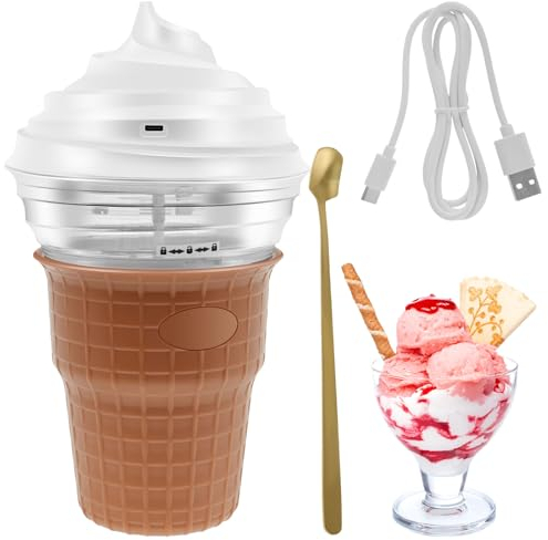 Slushy Maker, Eiscreme-Maschine für Kinder mit Löffel, 450 ml, USB-Ladegerät, wiederverwendbar, Frozens Squeeze Cup aus Silikon, Quick Frozen Becher, Slushy Eisbecher für DIY Zuhause