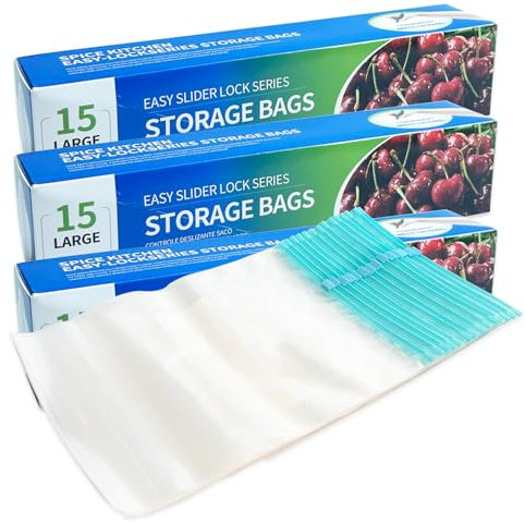 45 sacchetti per alimenti (32 x 26,5 cm), riutilizzabili, ermetici, con chiusura a zip, con fondo espandibile, supporto e riempimento, senza BPA, sacchetti per alimenti, snack, carne, frutta