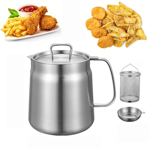 Stainless Steel Large Capacity Oil Fryer, Versatile Oil Filter Pot, Deep Fryer Pot with Basket, For Cooking Spaghetti(20.L)