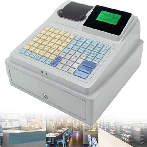 Elektronische Registrierkasse, Registrierkasse mit 81 Tasten für kleine Unternehmen, 8 Digitale LED-Registrierkasse mit Schublade, Registrierkasse, ideal für Restaurants, Supermärkte und EIN