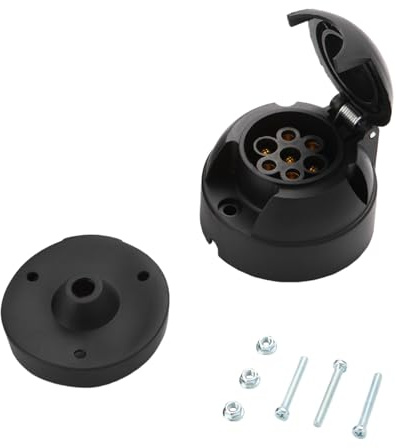 Feuunly Prise Remorque 7 Broches Femelle, 12V Prise Remorque Connecteur Standard Européenne, Prise avec Joint en Caoutchouc, pour Caravane Camions Voiture RV Tracteur Remorque Connecteur