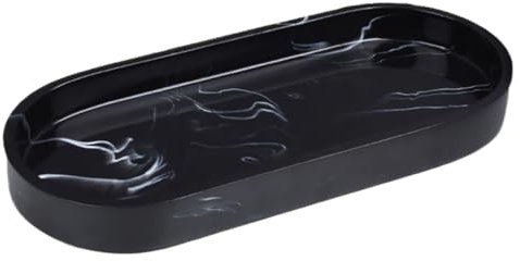 TINEASUR Badezimmertablett Aus Harz Mit Marmorstruktur Schwarz Leicht Zu Reinzen Robust Und Langlebig Für Badezimmer Toilette Und Aufbewahrung Von Badaccessoires
