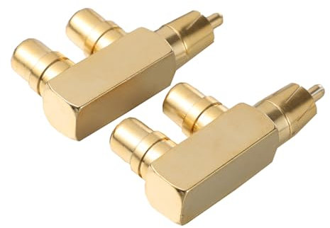 HOMOCONO 2pcs Splitter Adapter Plated Male to Female Connector for Audio Equipment Mixer Subwoofer Compact Right Angle Design