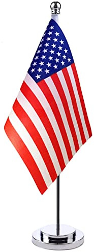 Amerika Flaggen USA Flag Amerikanische Schreibtischflagge UNITED STATES OF AMERICA 21 x 14 cm Stahlmast und Sockel für Das Managementbüro Startseite Büro | Fahne mit Messingösen 100% Polyester Frankreich Trikot Tour de France Euro Fußball EM Festivals Parade Garten Bar Dekoration