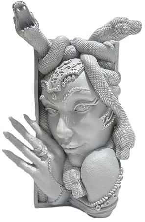 Tiuyii Snake Women Bookends Gothic Book Ends Greek Gorgon Snake Monster Decorative Book Stopper Book Nook Vintage Bookshelf Insert Decor for Greek Mythology Fans Home Office Desk