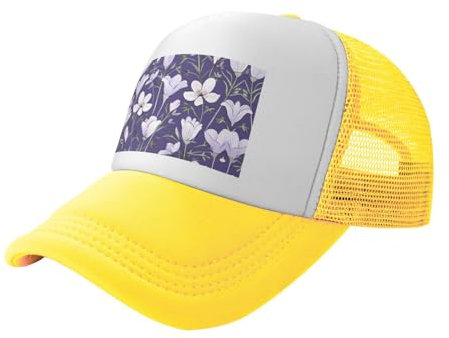 WBQLSL Rhododendron Illustration Yellow Fashion Baseball caps, mesh Baseball caps for Adults and Youths, Multiple Colors Available, Yellow, One Size, Yellow, One Size
