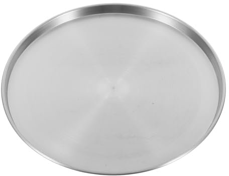 BRIGHTFUFU Molde Redondo Para Pizza 26 Cm De Acero Inoxidable Plato Plano Distribución Uniforme De Calor Multifuncional Para Hornear, Asar y Cocinar Al Vapor, Apto Para Cocina y Reuniones Familiares