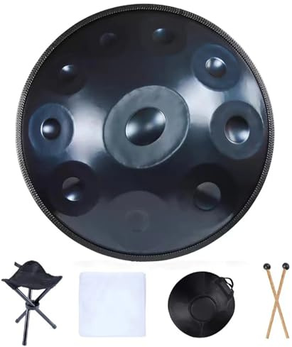 WQOTHHZR Handpan-Trommel, 22 Zoll, Handpan, 9, 10, 12, 14 Töne, Stahlzungentrommel, 440 Hz, 432 Hz, Handpan, Yoga, Meditation, Schlaginstrumente (22 Zoll, 10 Töne)