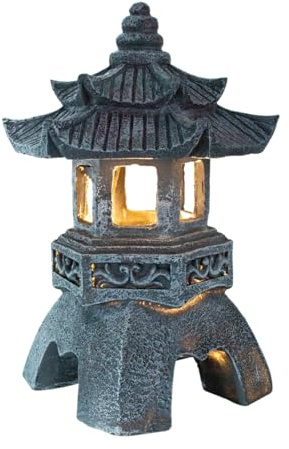 iplusmile Solar Pagode Deko für Drauße: Solar Gartenfiguren Solarpagode Garten Gartenfiguren Zen Garten Chinesische Deko Gartenbeleuchtung für Draußen Balkon Terrassen,15.5 × 24cm