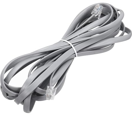 sourcing map 1 Pack Telephone Cord, 16.4ft Phone Cable RJ12 6P6C Male to Male Straight Wired Handset Cord for Home, Office, Grey
