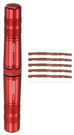 HARFINGTON Tubeless Bike Tire Repair Kit Bike Patch Tool Fix Puncture Flat with Plug Tool and Plugs for MTB Road Bicycle Tires, Red