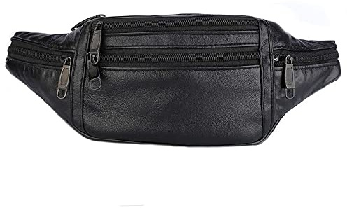 Schwarze PU-Geldgürteltasche für Damen und Herren, lässige Bauchtasche mit verstellbarem Gürtel, Geldtasche, Handyfach für Wandern, Reisen