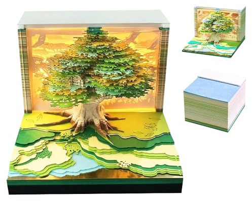 KQWVZ 3D-Notizblock, 3D Kalender Abreißen 2026, 2026 Calendar 3D Mit LED-Licht, 3D Kalender Abreißaufkleber, Memo Pad Kalender, 3D Kalender Abreißen Für Weihnachten, Thanksgiving, Geburtstag,Tischdeco