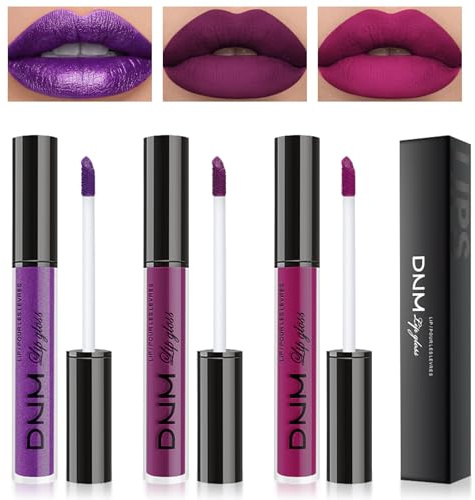 Desing Wish 3 Pezzi Glitter Rossetto Opaco Lunga Durata Lucidalabbra Rossetti Labbra Rosso Lipgloss Volumizzante Lipstick Matte Trucco per Trucchi Ragazza Donna Regalo