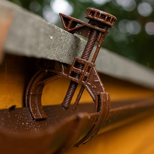 Brown Mini Gutter Guttering Shed Bracket Clamp Adjustable - No Tools Required