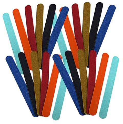 ABOOFAN 40 Stück Teiliges Nagelfeilen Farbigem Holz Ultra dünn Nagelpuffer und Polierer Vielseitig für Finger Fußnägel für Maniküre Zuhause und Professionell Praktische Zufällige Farbe