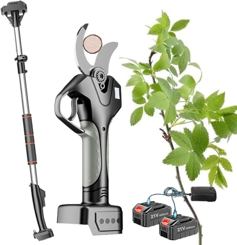 Forbici Elettriche da Potatura con Asta di Prolunga per Rami di Alberi di Diametro 0-50 Mm, Forbici Elettriche per Giardinaggio, Tagliarami per Potatura Alberi, 2 Battery