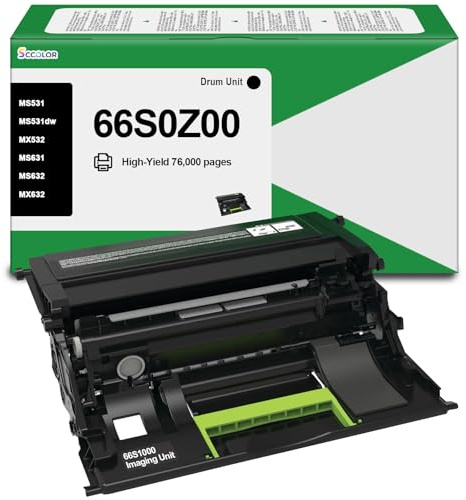 Unidad de imagen 66S0Z00 66S0ZA0 Unidad de tambor de alto rendimiento 76.000 páginas de repuesto para Lexmark 66S0Z00 Unidad de imagen negra compatible con impresora láser Lexmark MS531 MS531dw MX532