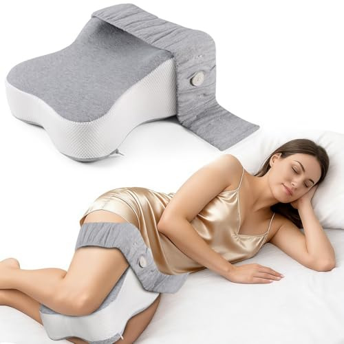 MIUUIPI Kniekissen für Seitenschläfer, Beinkissen zur Entlastung von Hüfte, Rücken & Knie, Ergonomisches Memory Foam kniekissen mit Anti-Rutsch-Design, Verbessert die Schlafhaltung