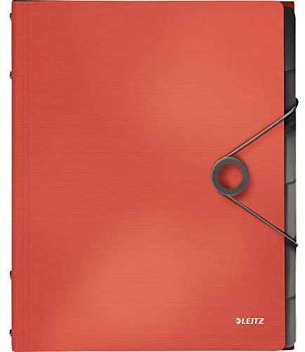 Leitz 45691020 Solid Ordnungsmappe PP A4, 6 Fächer, hellrot