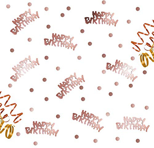 Oblique Unique® Happy Birthday Geburtstag Konfetti Roségold mit Punkten Tisch Deko über 300 Stück