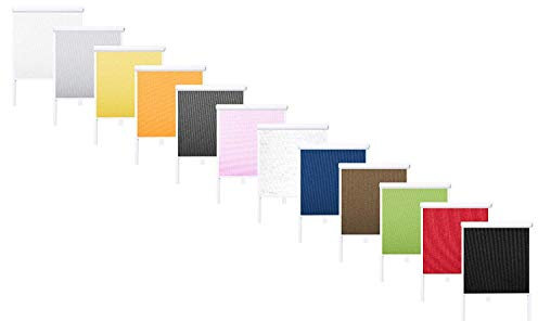 KSHANDEL24 Tenda a rullo oscurante, Persiane, Tapparelle avvolgibili, con cassetta e listelli laterali, 100% Black Out, colore nero, 12 colori, 14 misure (giallo, 50 x 150 cm)