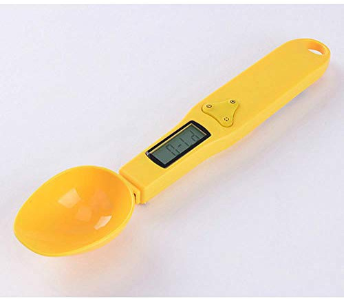 LAURUSQ Portable Precision Digital Kitchen Measuring Spoons Electronic Spoon Weight Volume Food Lcd Display Food Scales 500G/0.1G,Yellow