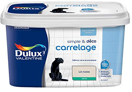 Dulux Valentine Simple & Déco Peinture intérieure de Rénovation - Pour vos carrelages en faïence, verre et porcelaine - Couleur : Lin Ivoire Satin - 2L - 5329862
