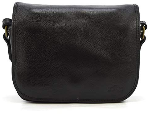 Vera Pelle Leather Diamonds Satchel, Noir, 18x25x9cm, Finitions Dorées, Ajustable, Anse 130cm, Femme, Naturel