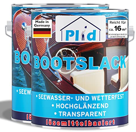 PLID® Bootslack Farblos Glänzend für Holz - Klarlack Holz Wasserfest - Küchenarbeitsplatte lackieren - Lack für Parkett, Treppen, Gartenmöbel und Theken - Holzlack Yachtlack - Made in Germany 1.5l