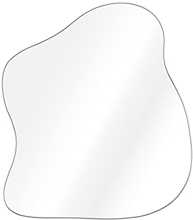 Navaris Wandspiegel Groß Ohne Rahmen - 37 x 32 cm Zum Aufhängen - Badezimmerspiegel Flur WC - Asymmetrisch Dekorativ - Wellen Design