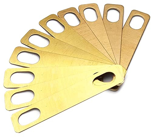 MAXCHEER 10 x Gitarrenhalsscheiben 4 x 0,2 mm, 4 x 0,5 mm und 2 x 1 mm dicke Messingscheiben für Gitarre und Bass, zum Anschrauben am Hals (Gold)