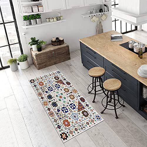 Pasha Home Küchenläufer, Flurläufer – Waschbar bei 30 °C, rutschfest, Pflegeleicht – Indoor-Teppich für Küche, Flur, Wohnzimmer – Perfekt für Innenräume – Mosaik, 80x200 cm