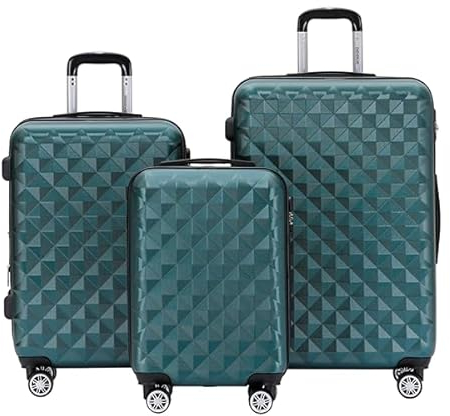 BEIBYE Zwillingsrollen 2066 Hartschale Trolley Koffer Reisekoffer Gepäck M-L-XL-Set (Dunkelgreen, Set)