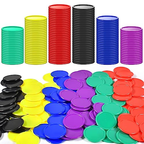 FGen 300PCS 6 Couleurs De Jetons De Poker en Plastique, Mini Poker Chip Console De Jeu, Petit Comptoir d'apprentissage, Bonus De Cartes De Jetons Vierges De Bingo pour Les Enfants 1,18 (30mm)